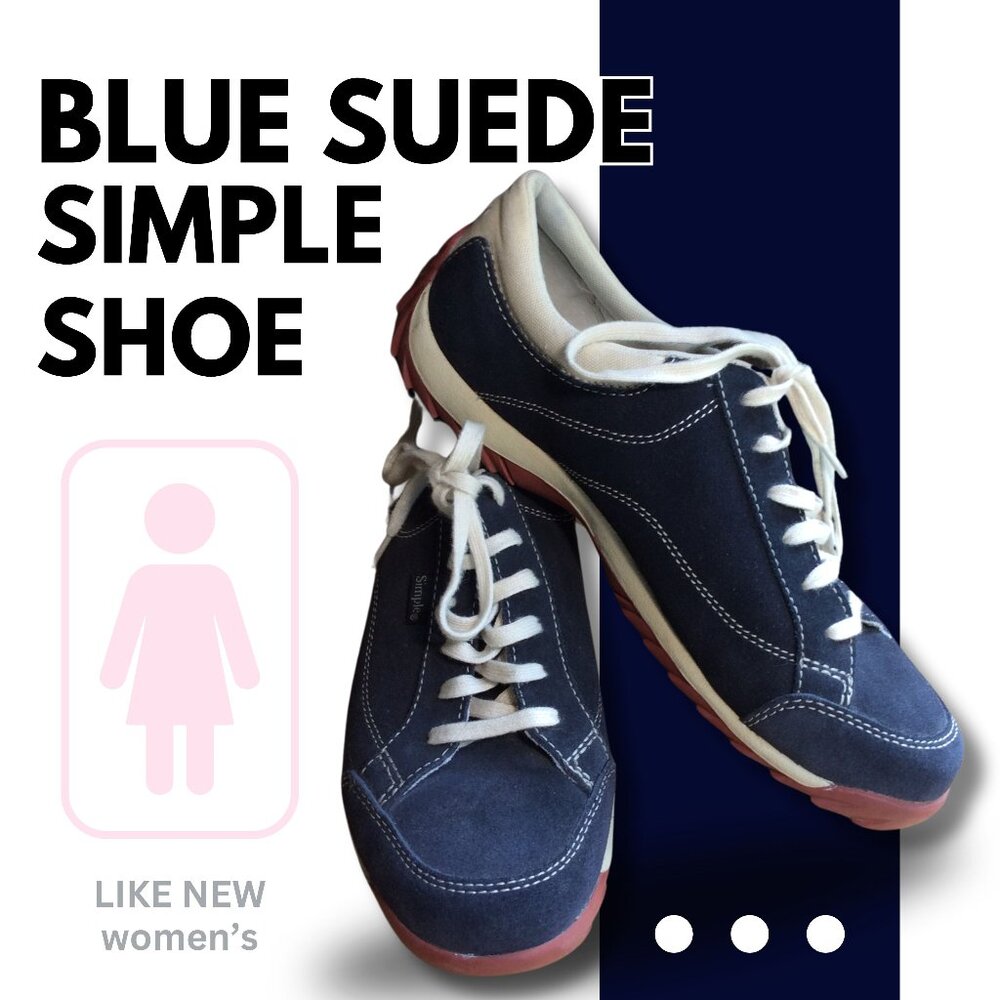 Blue Suede Women's Shoe by Simple - Size 8.5, Like New. Leisure Comfort Casual
